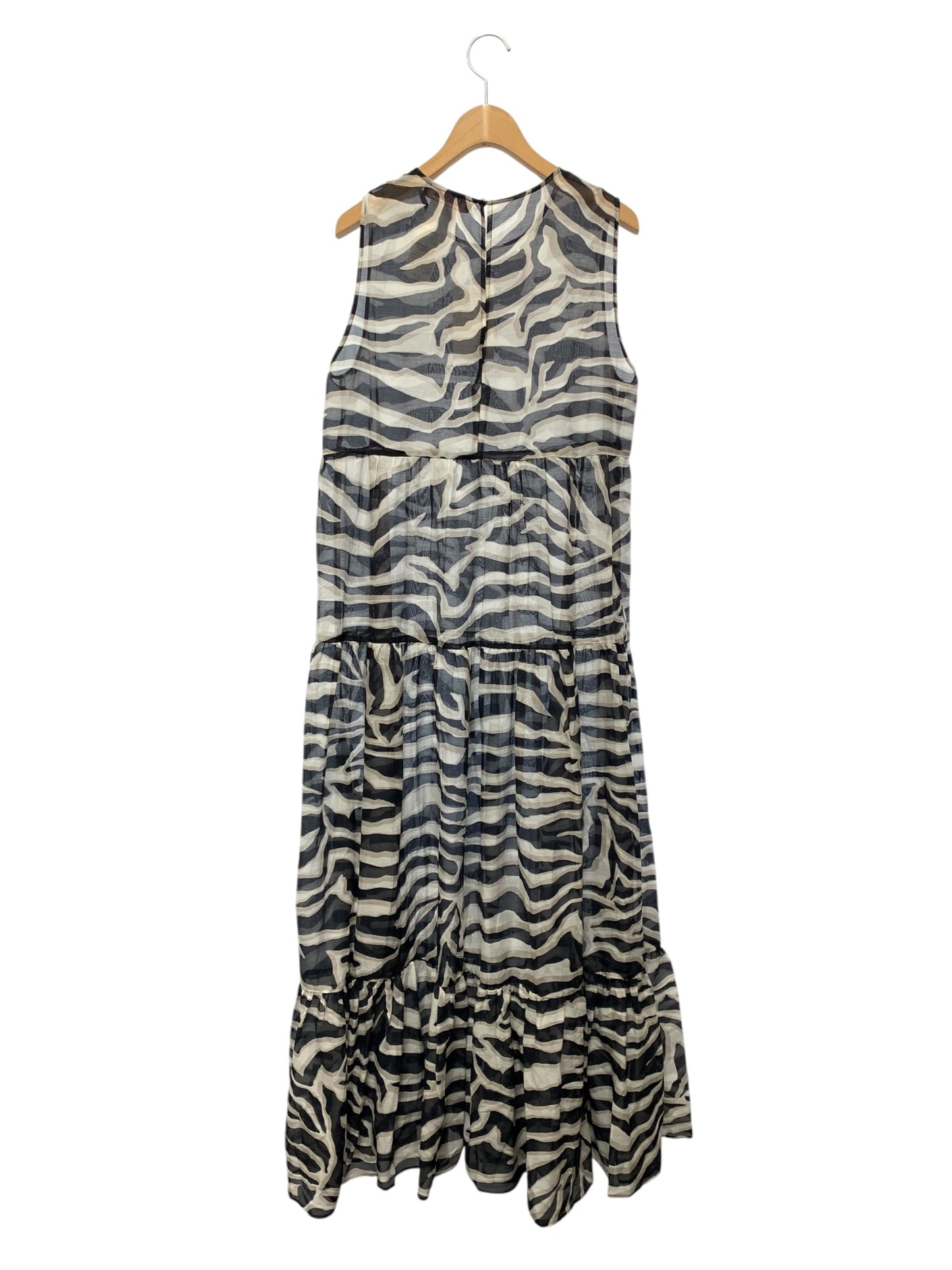 マックスマーラステュディオ 24162310226 ワンピース 44 ブラック シースルー ゼブラ IT8QSKE7LYW0