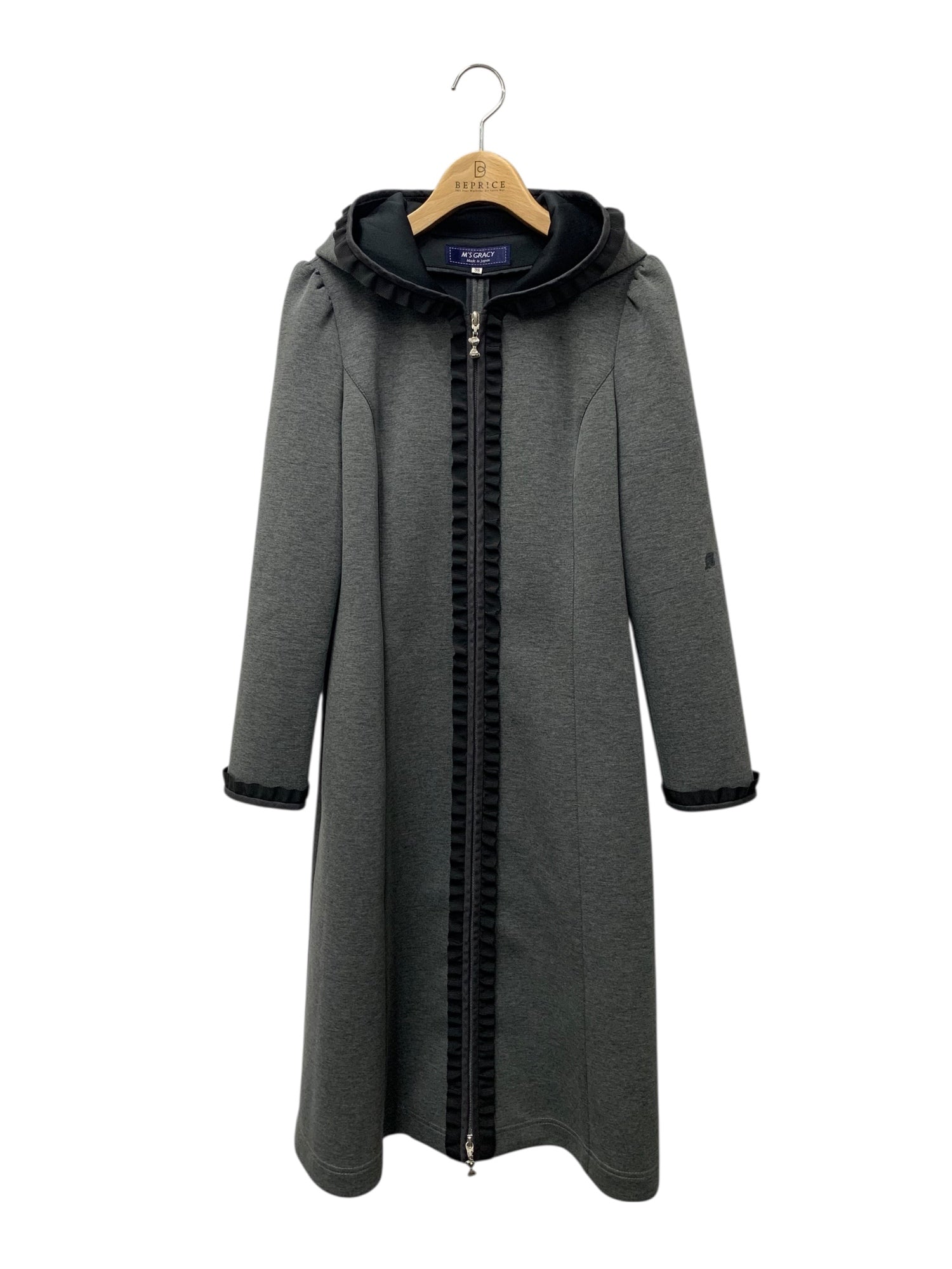 エムズグレイシー 111525 コート 38 グレー ボンディング フード