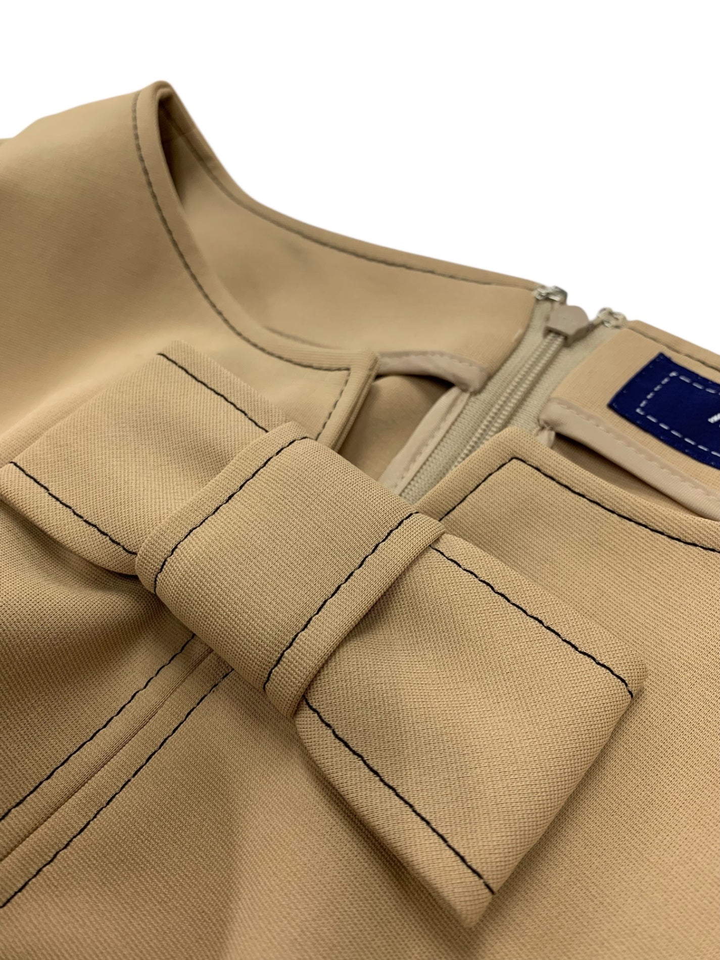 エムズグレイシー 011124 ワンピース 40 ベージュ リボン ステッチ ITTVOUCRPOU8