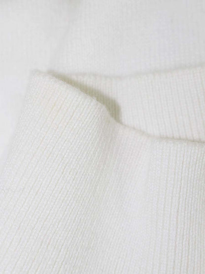 アディアム 42525 ニット セーター S ホワイト パール装飾 ハイネック フレアスリーブ IT63FB6I83WA