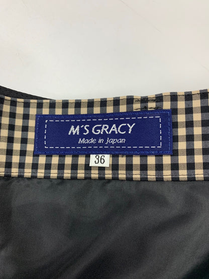 エムズグレイシー 217305 スカート 36 ブラウン ギンガムチェック フレア ITP9KB9EEWAC 【SALE】