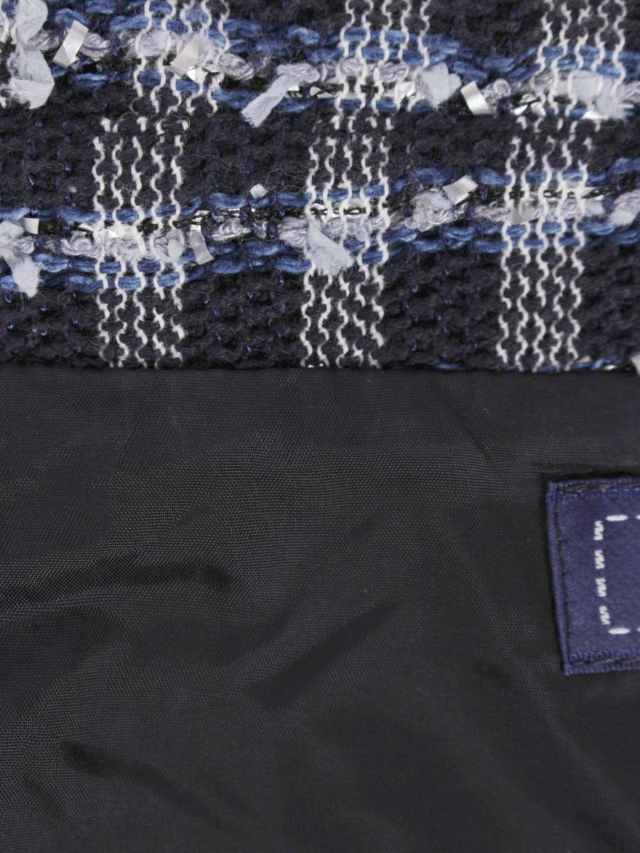 エムズグレイシー 624120 ジャケット 38 ネイビー ジップアップ ツイード調 ITPZQFG7V8MM