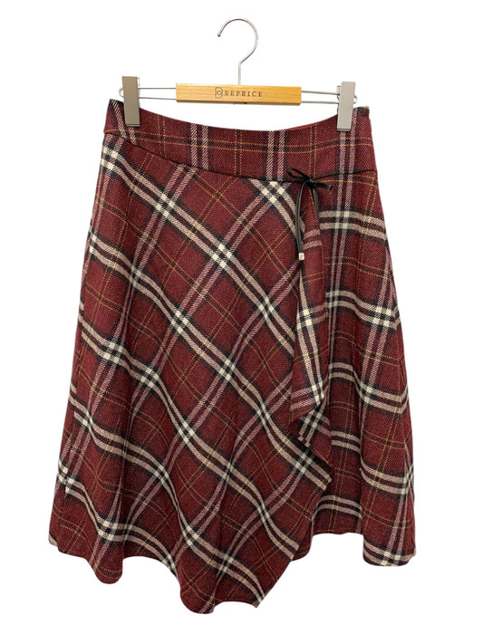 エムズグレイシー チェック柄 ラップ 417607 スカート 40 レッド ウール混 ITLDL7HOW87C 【SALE】