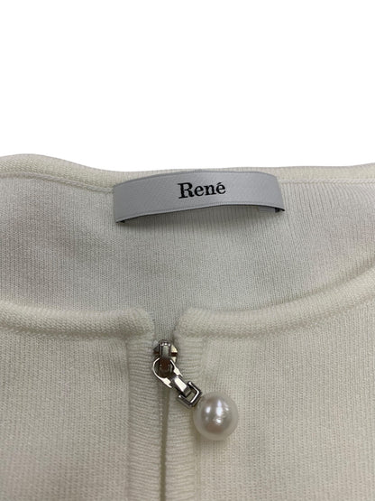 ルネ 632254 カーディガン 34 ホワイト ジップアップ パフスリーブ ITIBC98WW1H4