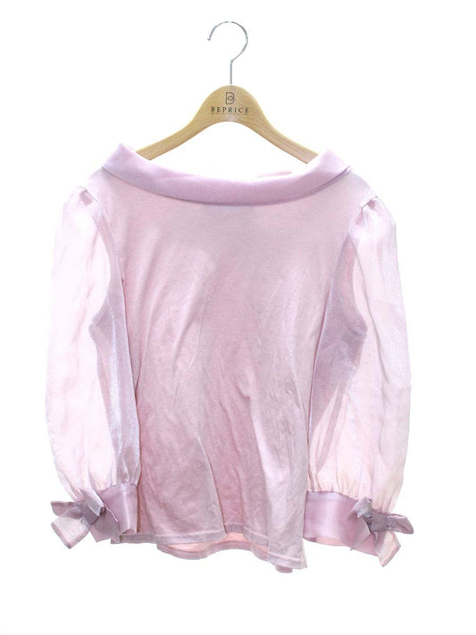 エムズグレイシー 525507 カットソー 40 ピンク シフォン ラメ ITHS3ZUTXQ4O