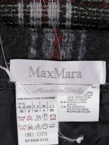 マックスマーラ RN73136 スカート 36 グレー チェック柄 ウール混 IT1Y3ADZ9IQ8 【SALE】