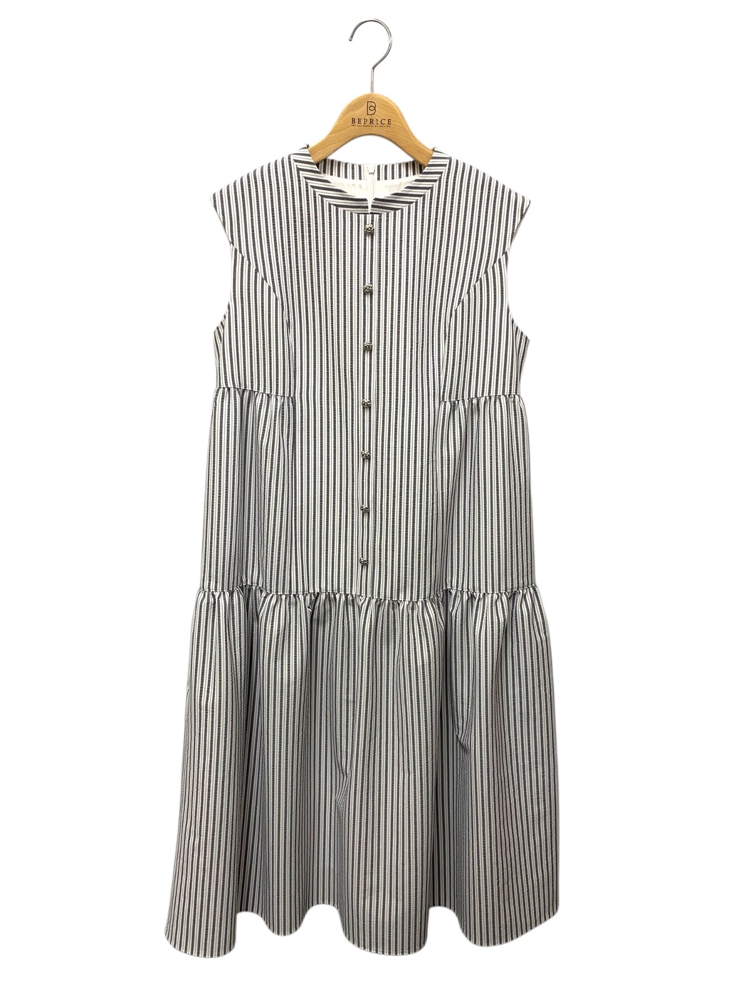 ルネ Soft Light Stripe Dress 5526180 ワンピース 38 グレー ストライプ ITKM9FXJX7TS