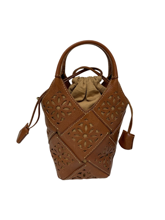 ゲンテン ショルダーバッグ ブラウン レザー フラワー カットワーク ITEFFPWEMIK0