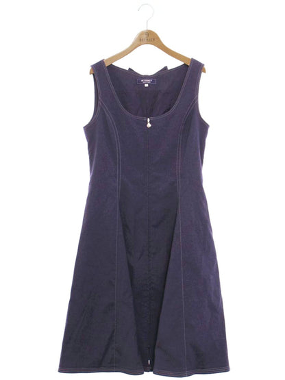 エムズグレイシー Denim like Jumper Skirt 911108 ワンピース 40 ネイビー リボン フロントジップ IT46FINVT9YM