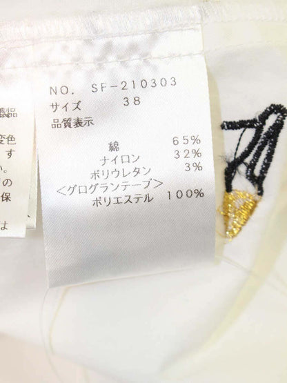 エムズグレイシー 210303 カットソー シャツ 38 ホワイト フロントボタン 刺繍 ITM5GV17D9J4