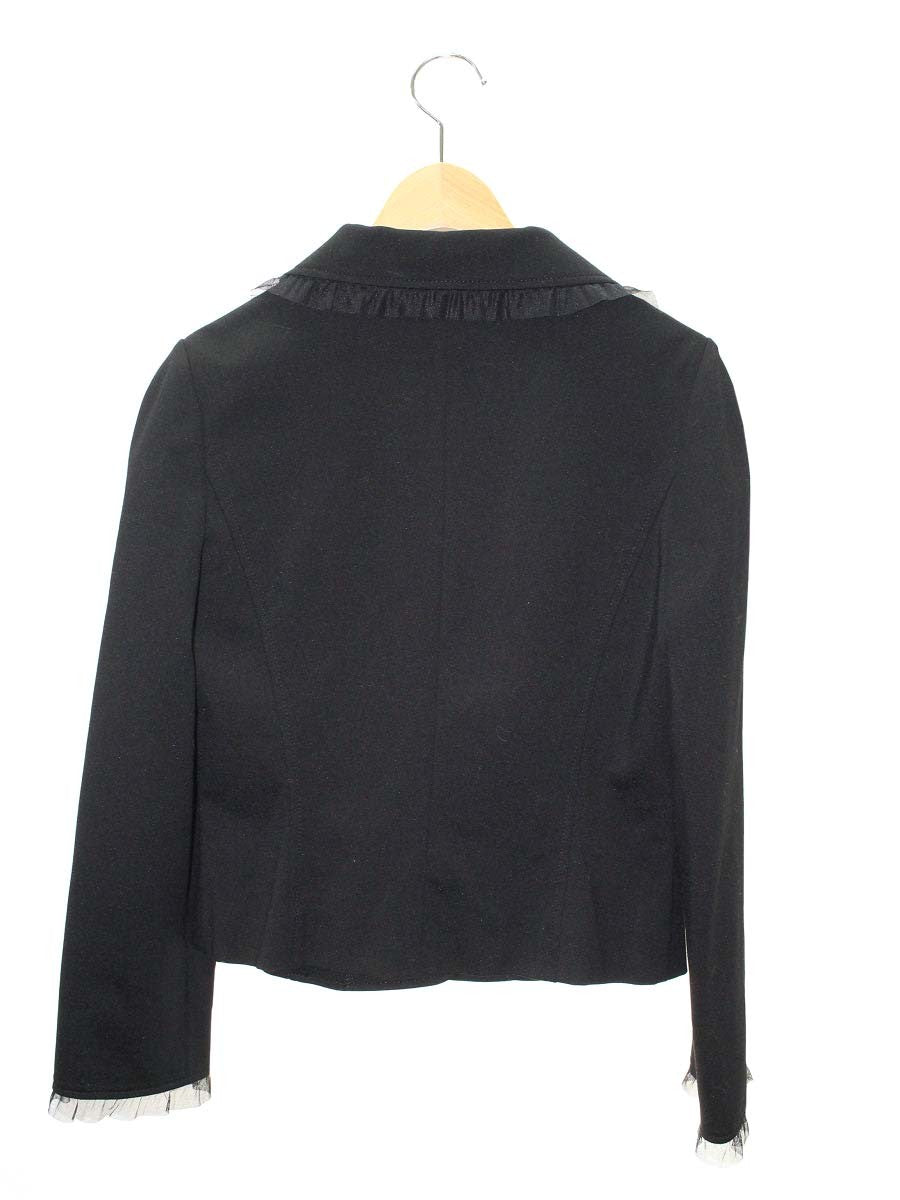 エムズグレイシー 014103 ジャケット 38 ブラック 裾フリル テーラード ITGSHIV2WFRU