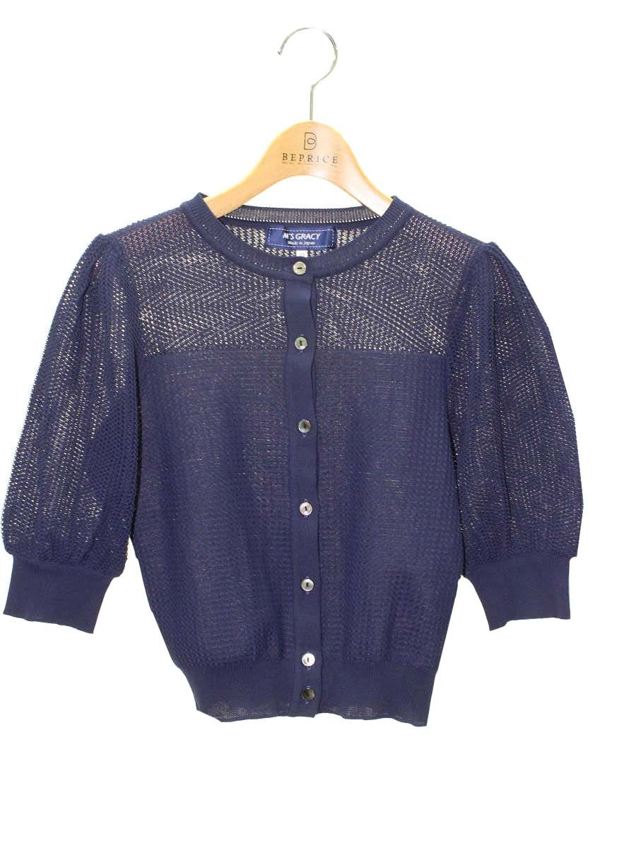 エムズグレイシー Mesh Cardigan 918345 カーディガン 38 ネイビー メッシュ IT3UUCPSWFJG