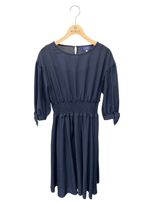 エムズグレイシー 011323 ワンピース 40 ネイビー ウエストギャザー 袖リボン ITTXKQPG3T6O