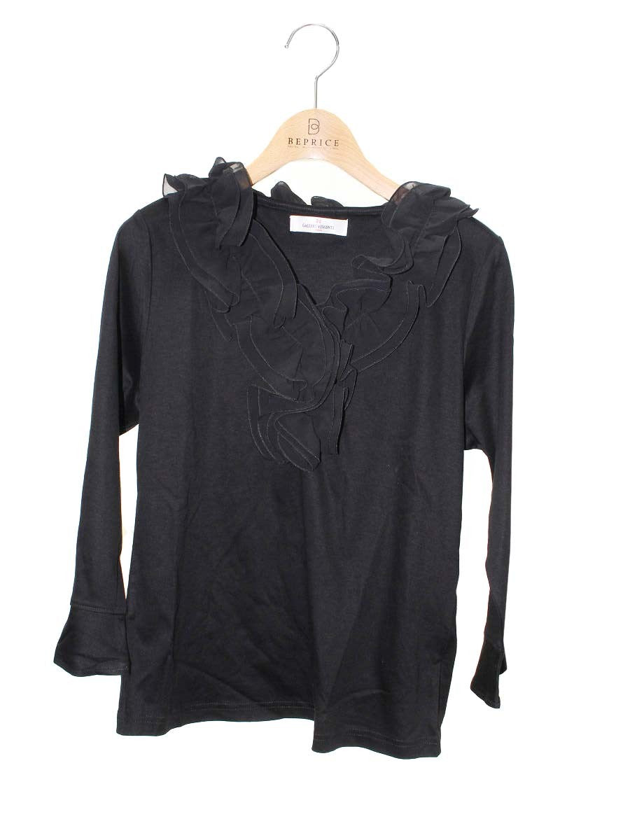 ギャラリービスコンティ 1191943 カットソー 3 ブラック フリル Vネック ITBEFIE5Y0MW