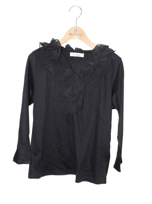 ギャラリービスコンティ 1191943 カットソー 3 ブラック フリル Vネック ITBEFIE5Y0MW