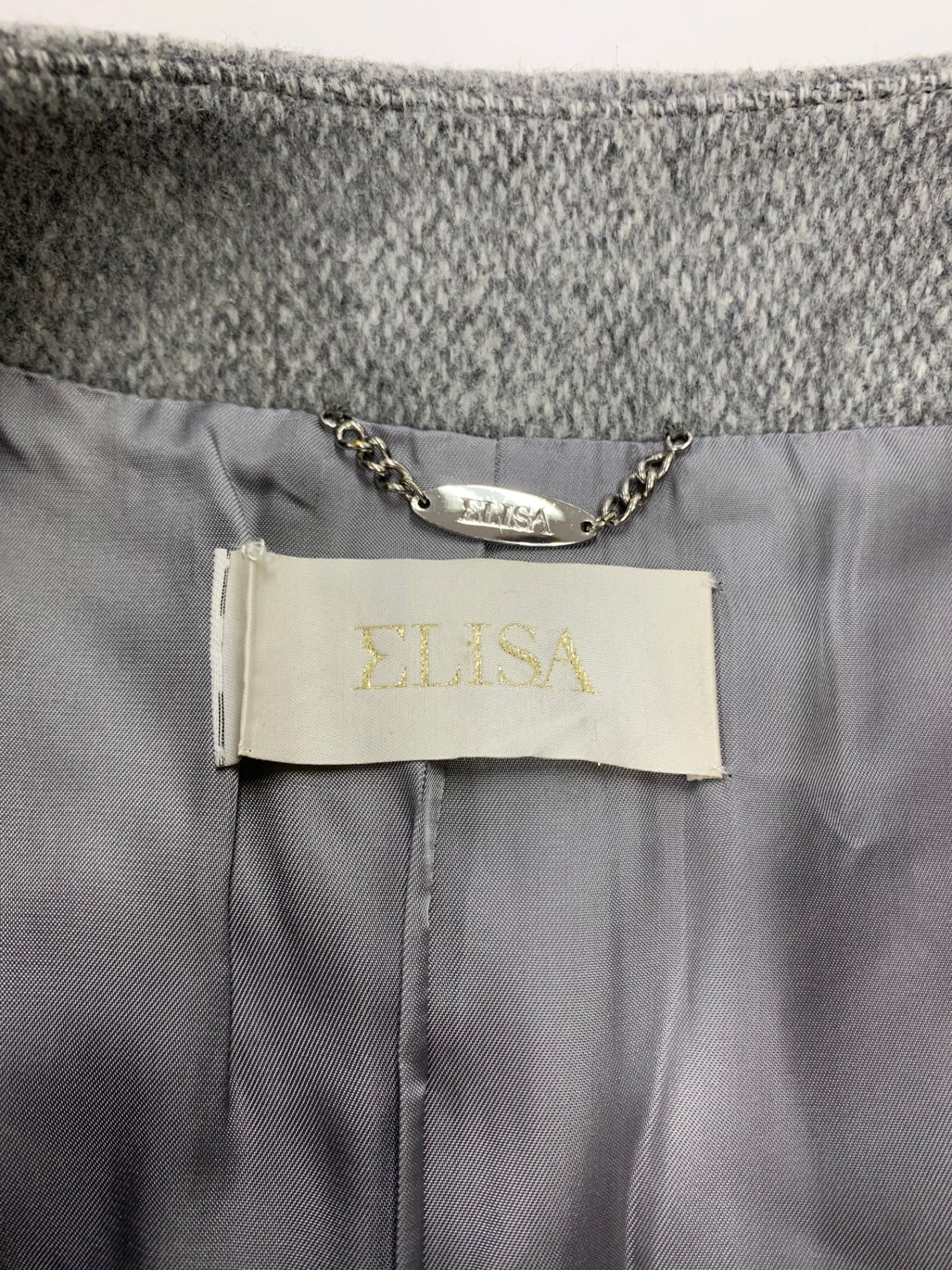 エリザ 27505051 ノーカラーコート 3 グレー ウール IT5UESSQZ0E2 【SALE】