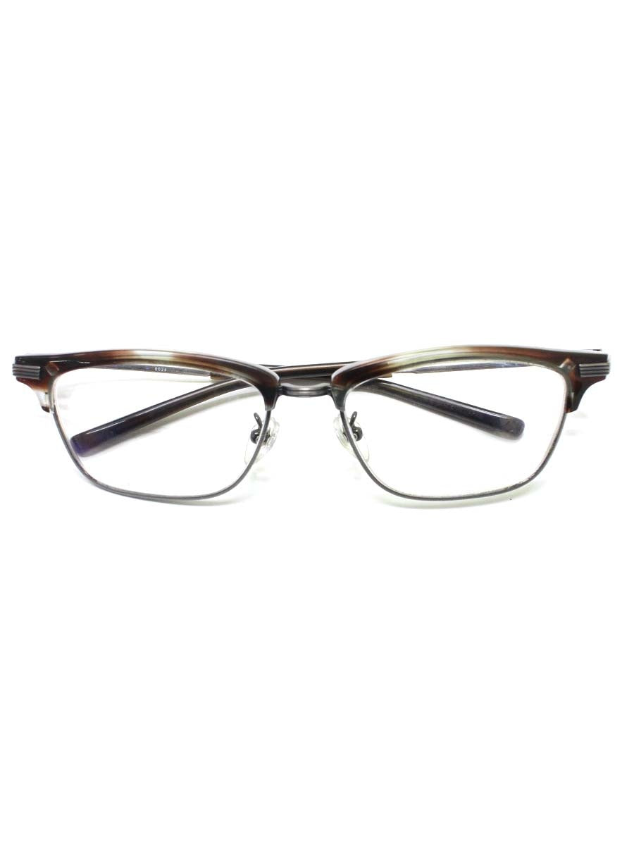 フォーナインズ 6024 メガネ ブラウン/メタルシルバー マーブル柄 IT007XH4LE8G