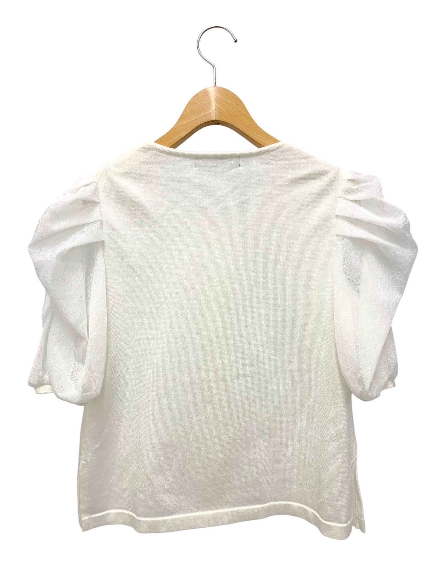 ルネ 5322120 カーディガン 36 ホワイト ジップアップ パフスリーブ レース ITPPYWAPU92E