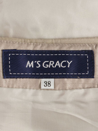 エムズグレイシー 017117 スカート 38 ベージュ カットワーク フラワー フレア IT8N6M0Z9MUU