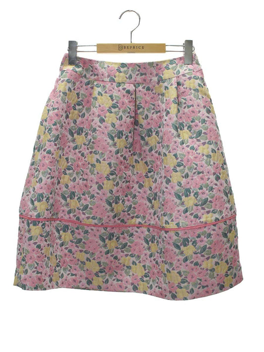 エムズグレイシー 217116 スカート 38 ピンク 小花柄ジャガード IT7JMBFZ0WJF