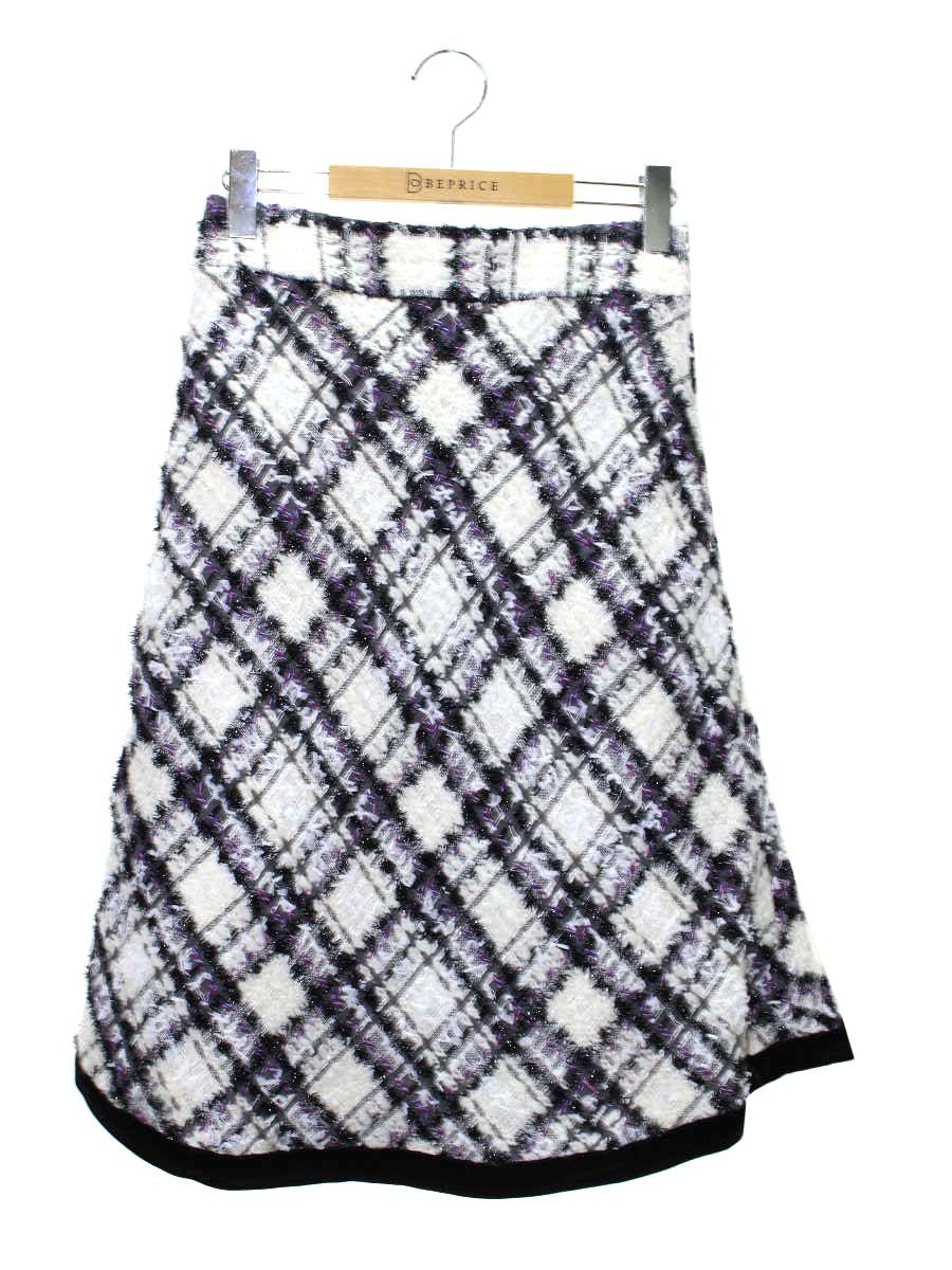 エムズグレイシー ファンシーツイードバイヤススカート 317605 38 ホワイト/ブラック ITP91QUGWOOI