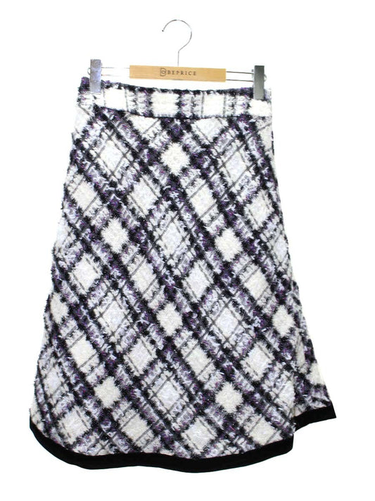 エムズグレイシー ファンシーツイードバイヤススカート 317605 38 ホワイト/ブラック ITP91QUGWOOI