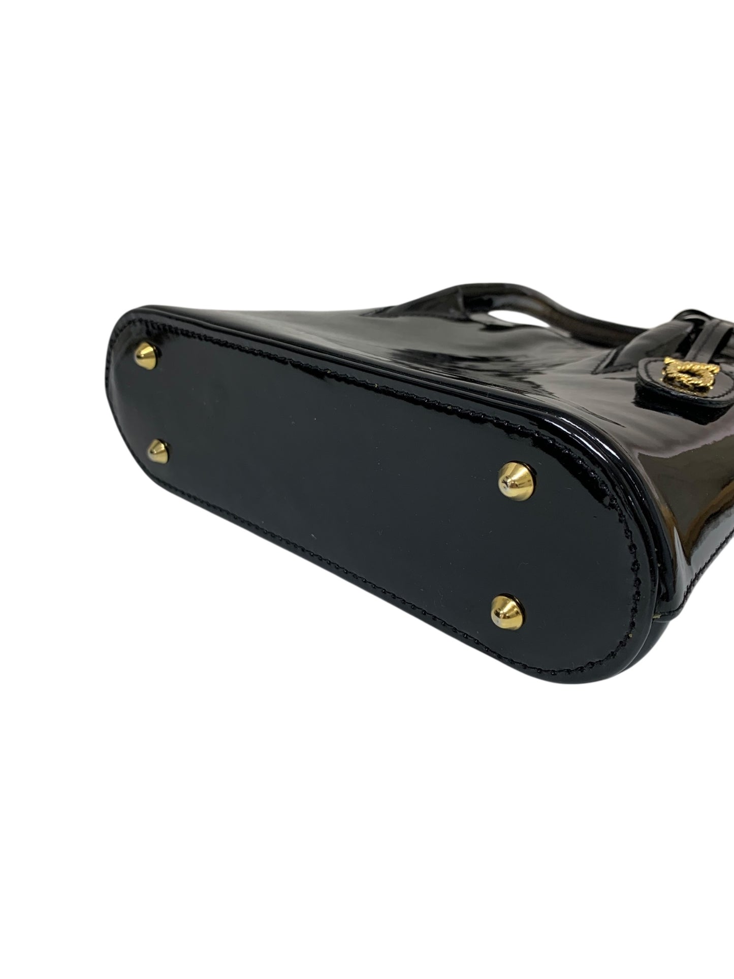 ロウナーロンドン ハンドバッグ ブラック エナメル ITYRXG3QDR1W