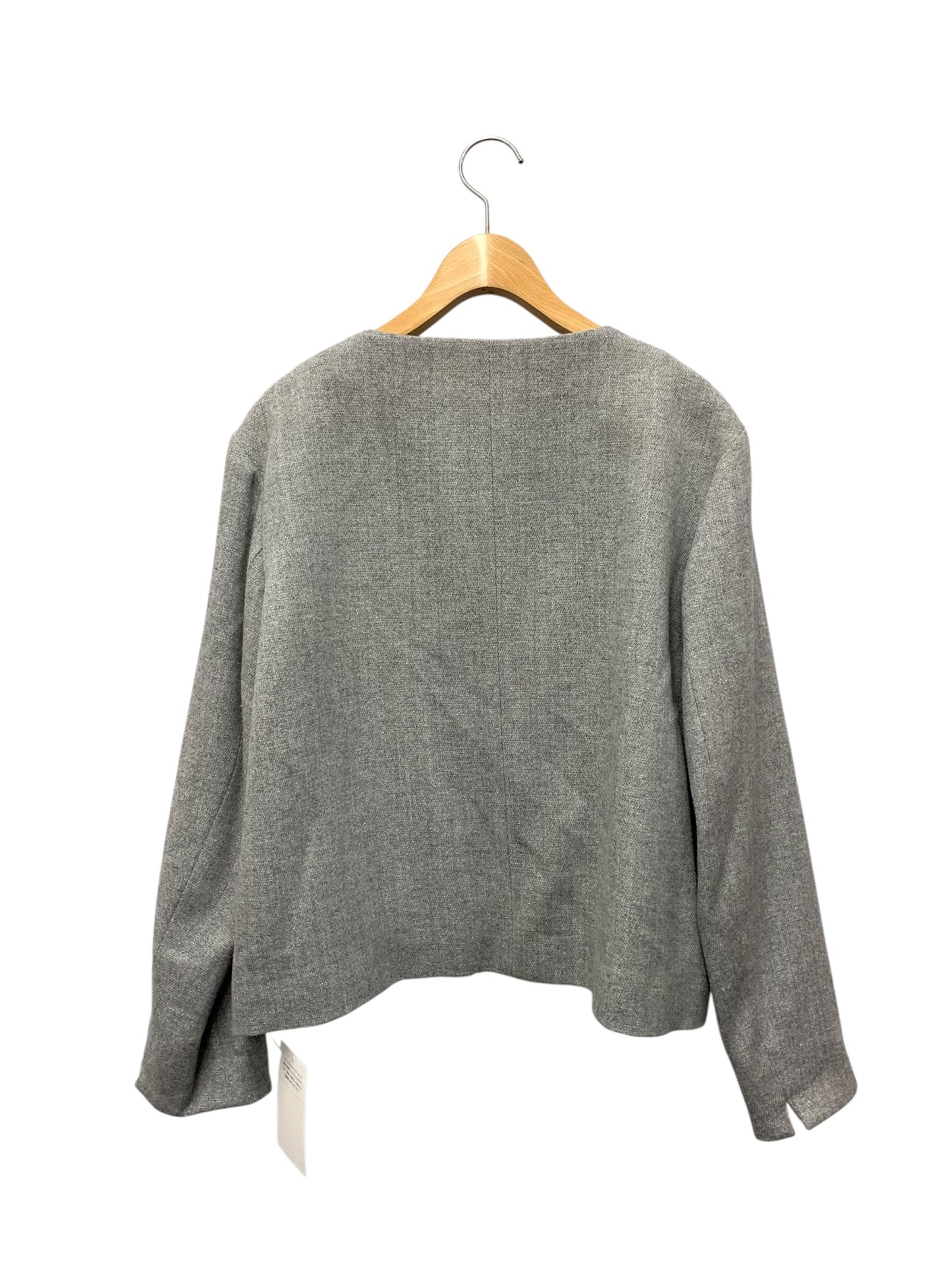 ブランベール LB4435131 ノーカラージャケット 40 グレー ジップ カシミヤ ラメ ITH1SMYNDREY