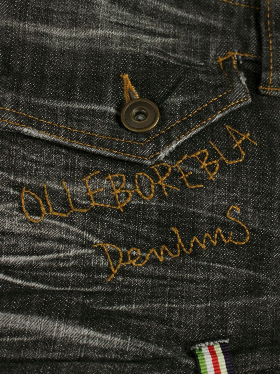 アルベロベロ 118481 デニムパンツ M ブラック ダメージ加工 クロップド ITF2N3GAJQPS