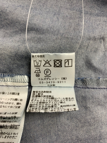 エムズグレイシー 610113 デニムシャツ 40 ブルー フェイクパールボタン ITS9ZSQNUT06