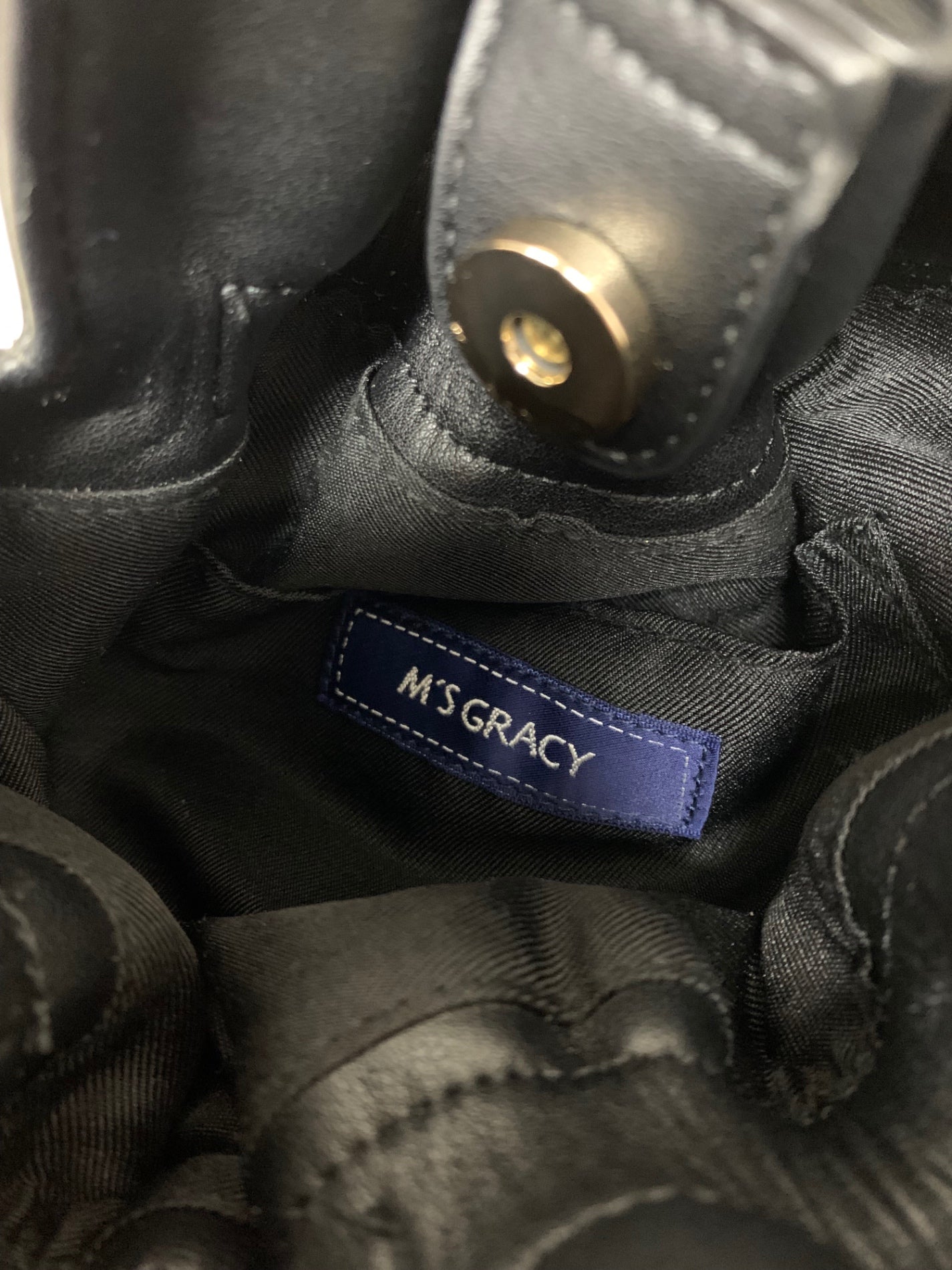 エムズグレイシー Pearl x Ribbon Bag 094303 ハンドバッグ ブラック パール リボン IT8SLD6472AC