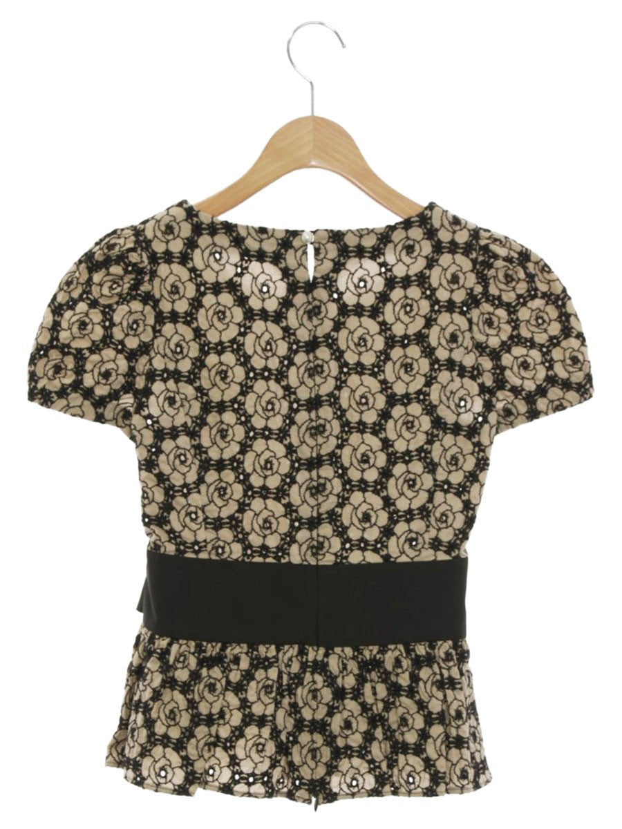 エムズグレイシー 320310 プルオーバー 36 ベージュ フラワーモチーフ カットワーク リボン ITHSL3A4VG1E