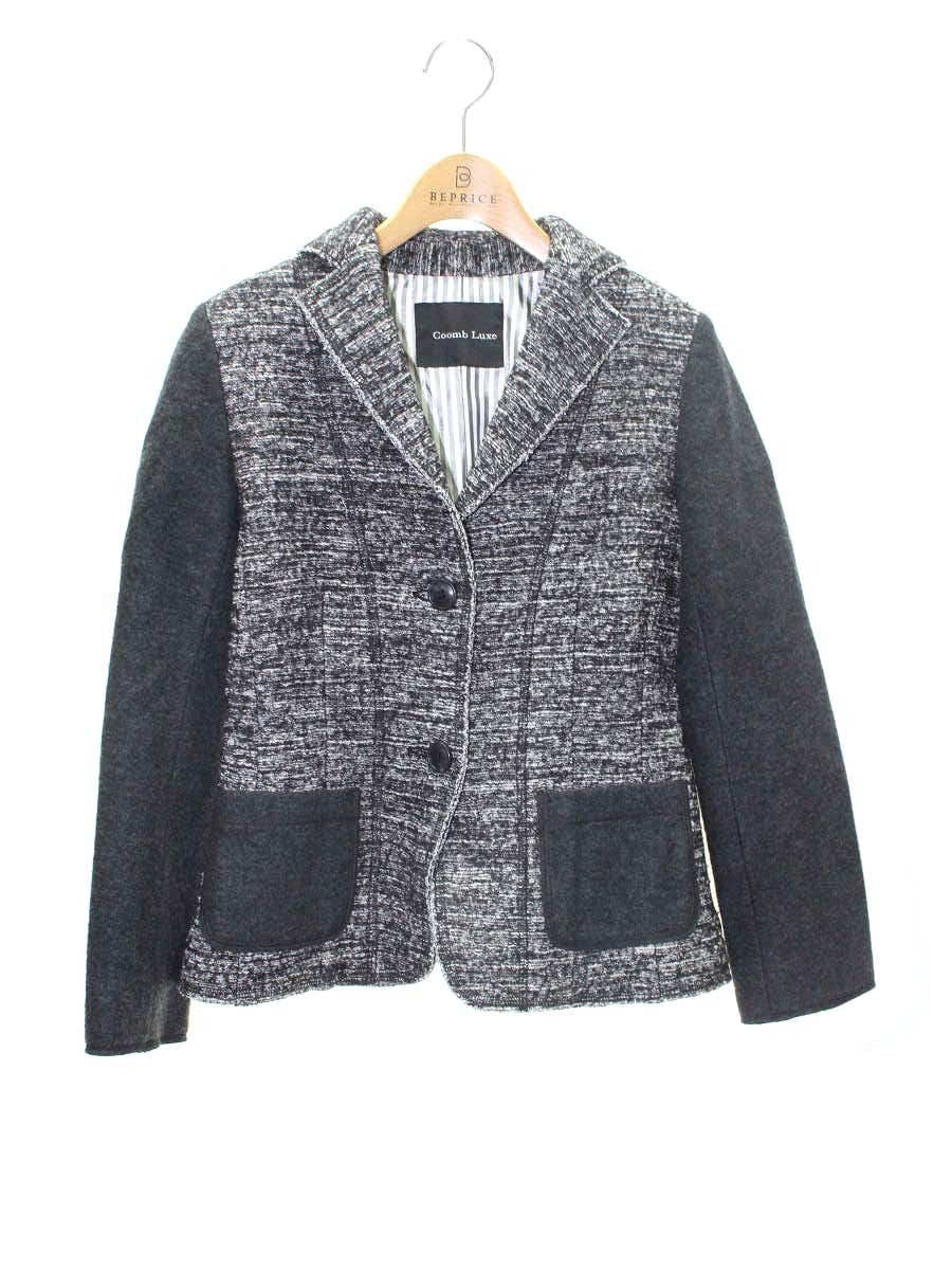 クーム CJ-12462 ジャケット 38 ブラック ツイード調 異素材 IT44JMSK3JE2