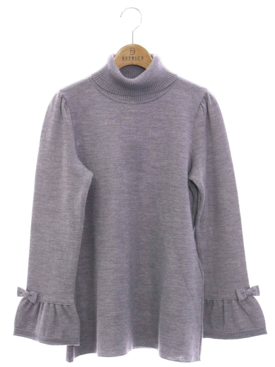 エムズグレイシー 318706 タートルネックニット 38 グレー リボン ベルスリーブ ITFRTYJNOW66