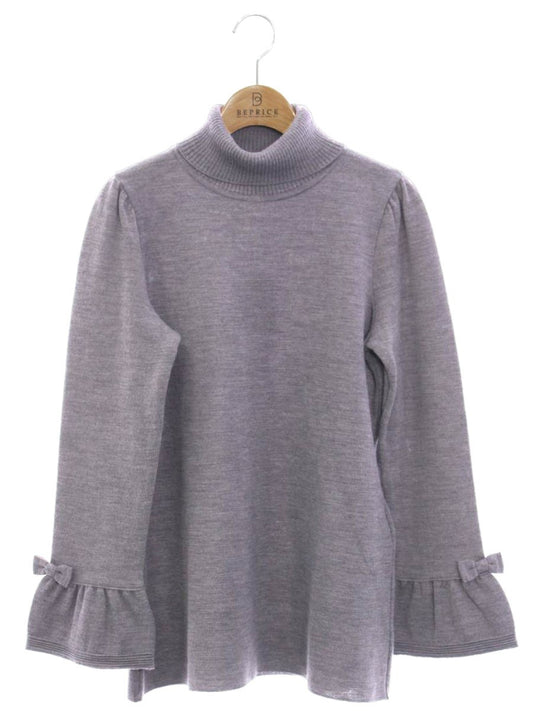 エムズグレイシー 318706 タートルネックニット 38 グレー リボン ベルスリーブ ITFRTYJNOW66