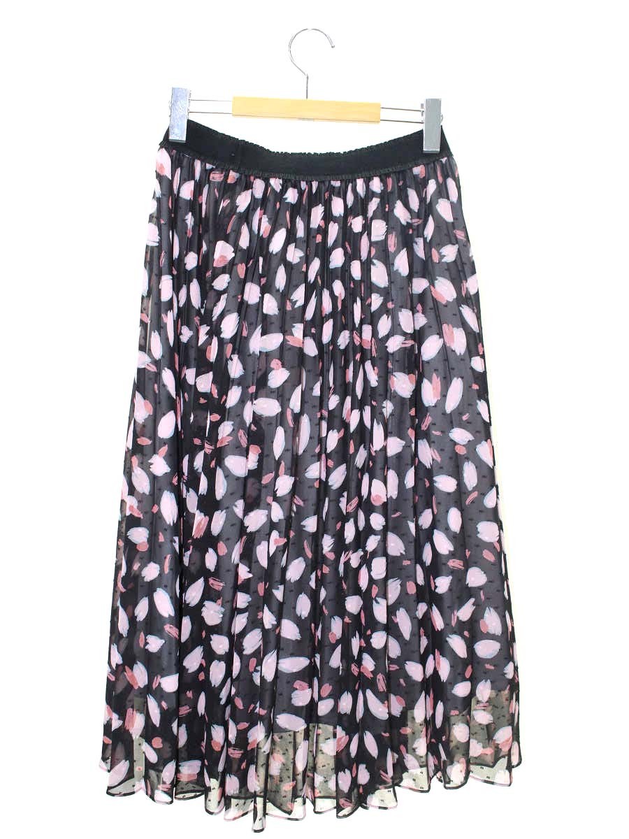 トゥービーシック W5S03-220-09 スカート 42 ブラック 花びらモチーフ ウエストゴム ITXICTVJCIX7 【SALE】