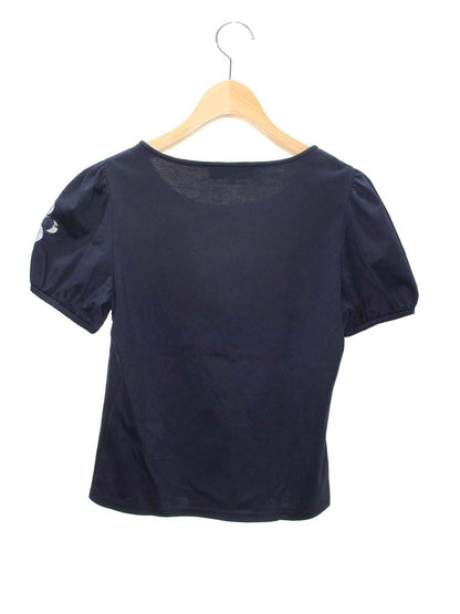 エムズグレイシー 725324 Tシャツ カットソー 38 ネイビー フラワーモチーフ スパンコール ITNVZHB1BA3W