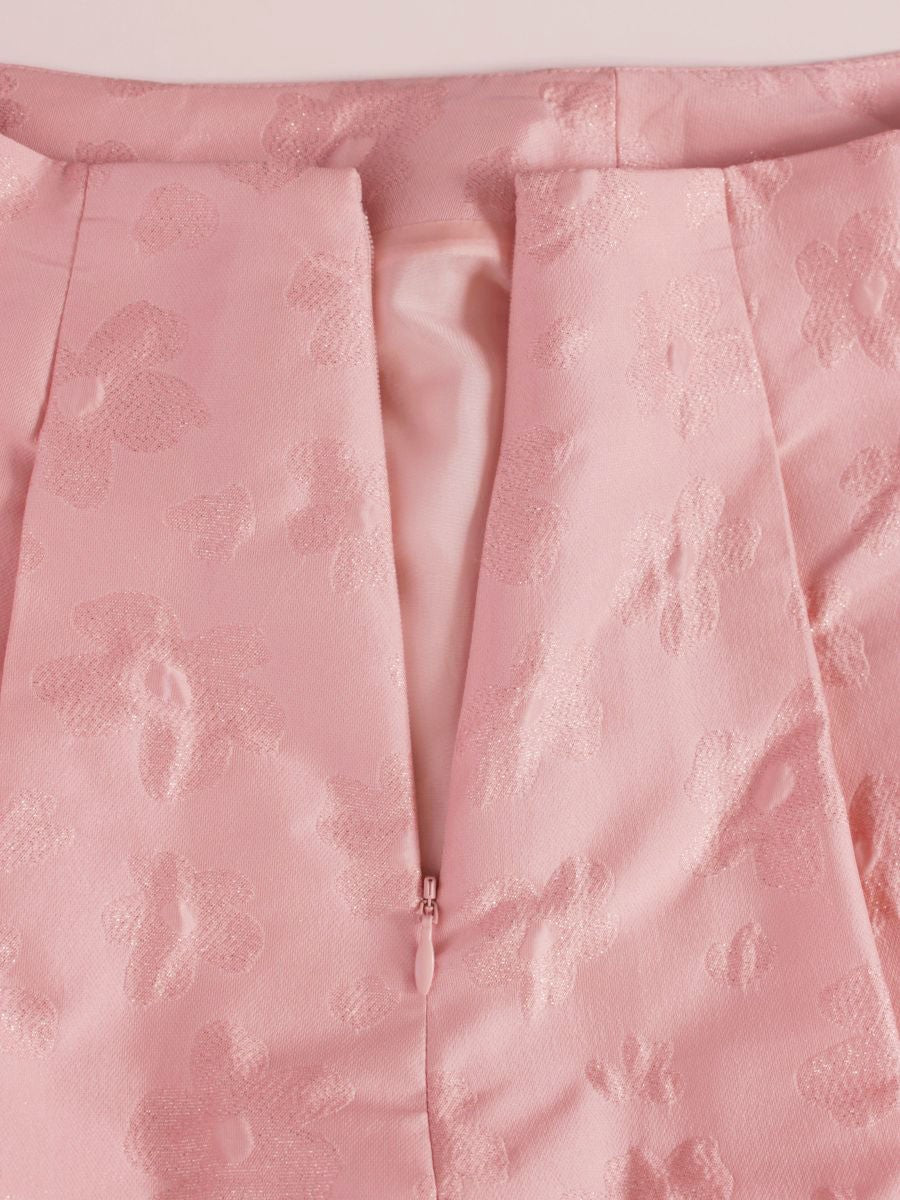 エムズグレイシー 527504 スカート 40 ピンク フラワーモチーフ ラメ フレアー IT76WUD63S00