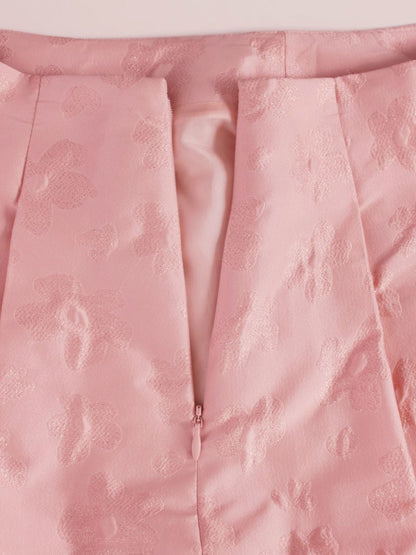 エムズグレイシー 527504 スカート 40 ピンク フラワーモチーフ ラメ フレアー IT76WUD63S00