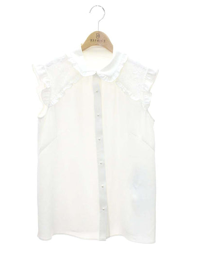 ルネ リミテッドエディション 6941960 ブラウス 34 ホワイト フリル フェイクパール レース ITT6M6JWU3WE