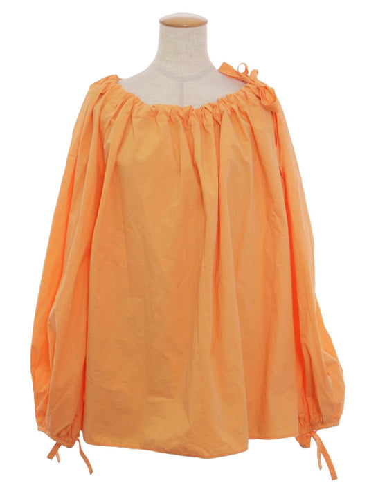 エムエスジーエム 3042MDM101 カットソー 38 オレンジ パフスリーブ ギャザー ITGZCWKALKQW