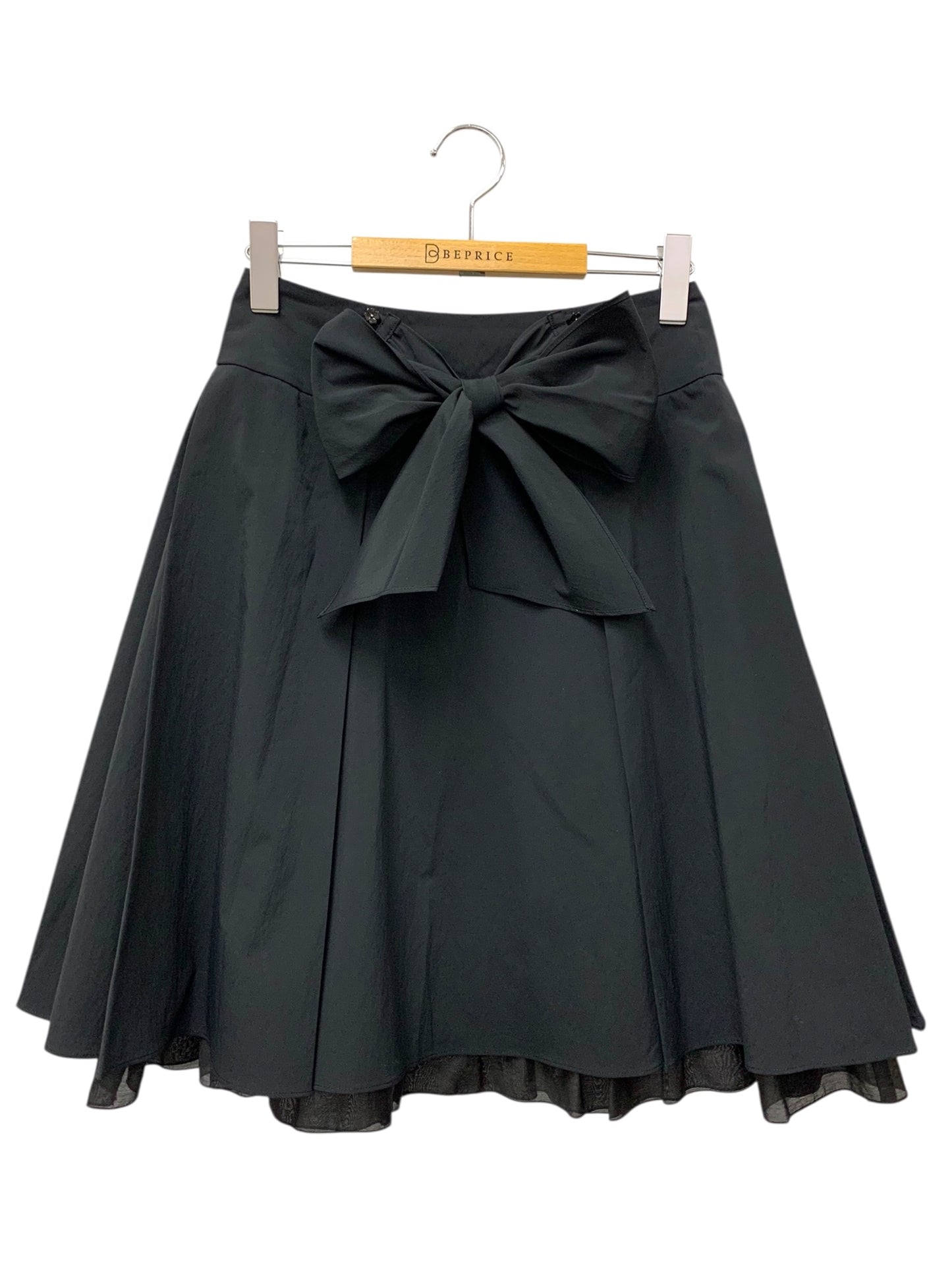 エムズグレイシー 727323 スカート 38 ブラック フレア カメリアボタン IT1A76RC4QW4