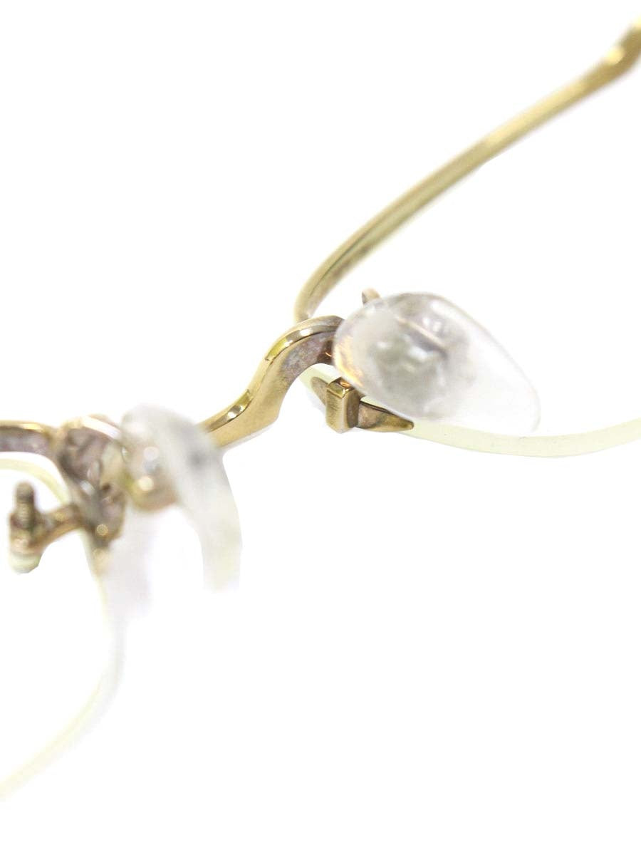 フォーナインズ O-30T メガネ ゴールド/ブラウン メタル ハーフリム スクエア ITSI4Q3FGLQ0