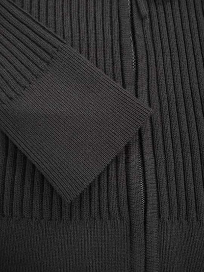 エムズグレイシー 配色大襟ジップアップニット 418633 カーディガン 38 ブラック ITCCO4ERUPEU