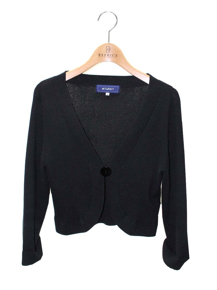エムズグレイシー 218310 カーディガン 40 ブラック ボレロ ニット リブ ITU0RYGN9CAO