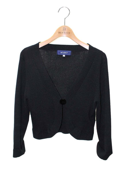 エムズグレイシー 218310 カーディガン 40 ブラック ボレロ ニット リブ ITU0RYGN9CAO