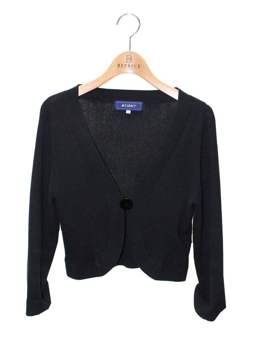 エムズグレイシー 218310 カーディガン 40 ブラック ボレロ ニット リブ ITU0RYGN9CAO