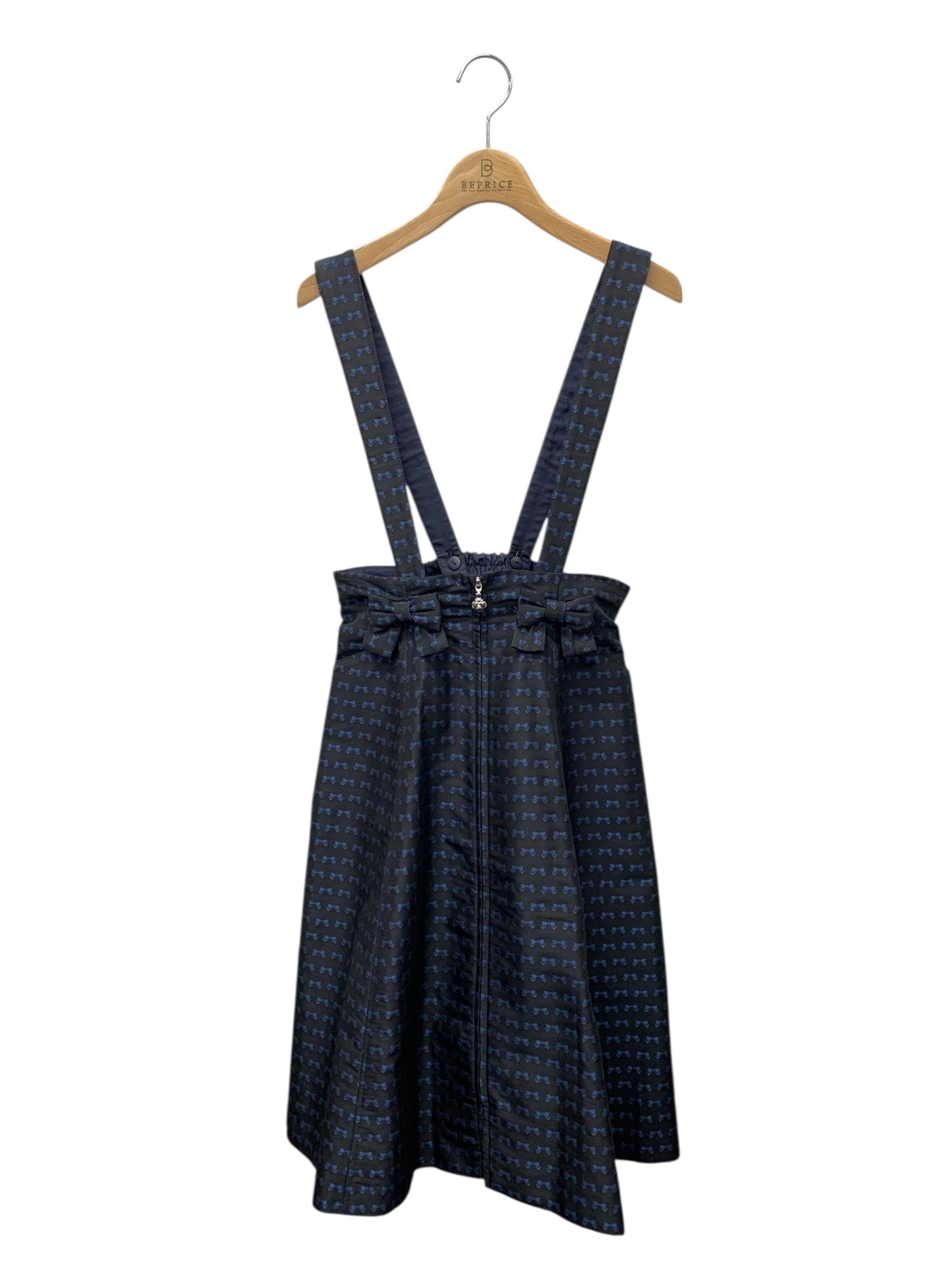 エムズグレイシー 017109 スカート 38 ブラック サスペンダースカート リボン ITZ0N1JDO6CY