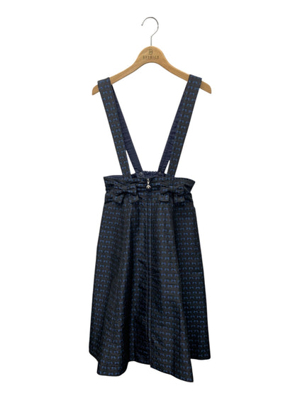 エムズグレイシー 017109 スカート 38 ブラック サスペンダースカート リボン ITZ0N1JDO6CY