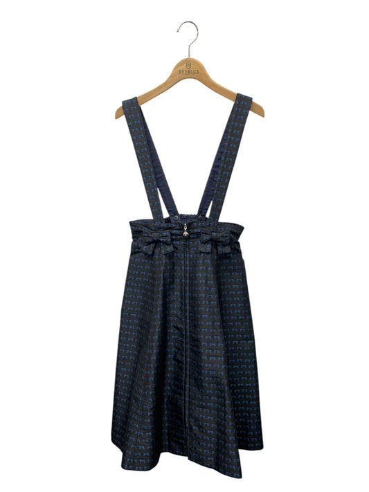 エムズグレイシー 017109 スカート 38 ブラック サスペンダースカート リボン ITZ0N1JDO6CY